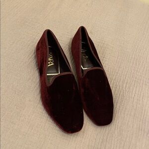 Zara Women's Deep Red Velvet Loafers. Size 37. New